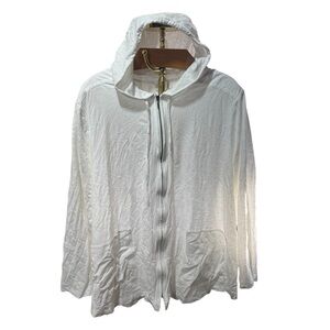 J. Jill White Cotton Lightweight Hooded Sweater 3X